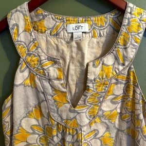 LOFT Women's Floral Dress - Yellow and Gray